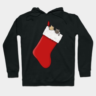 Two cute gerbils in red Christmas stocking Hoodie